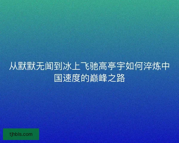 从默默无闻到冰上飞驰高亭宇如何淬炼中国速度的巅峰之路